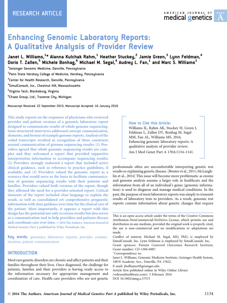 Enhancing Genomic Reports for Providers | PDF | Genomics | Electronic ...