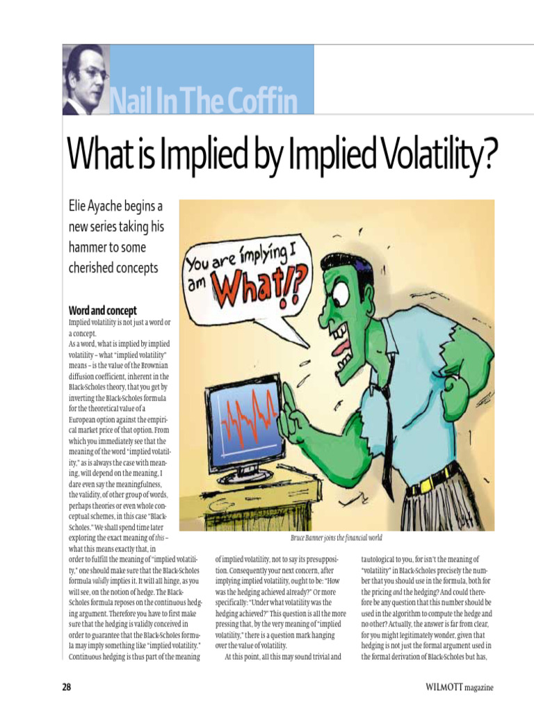 Understanding Implied Volatility | PDF | Black–Scholes Model ...