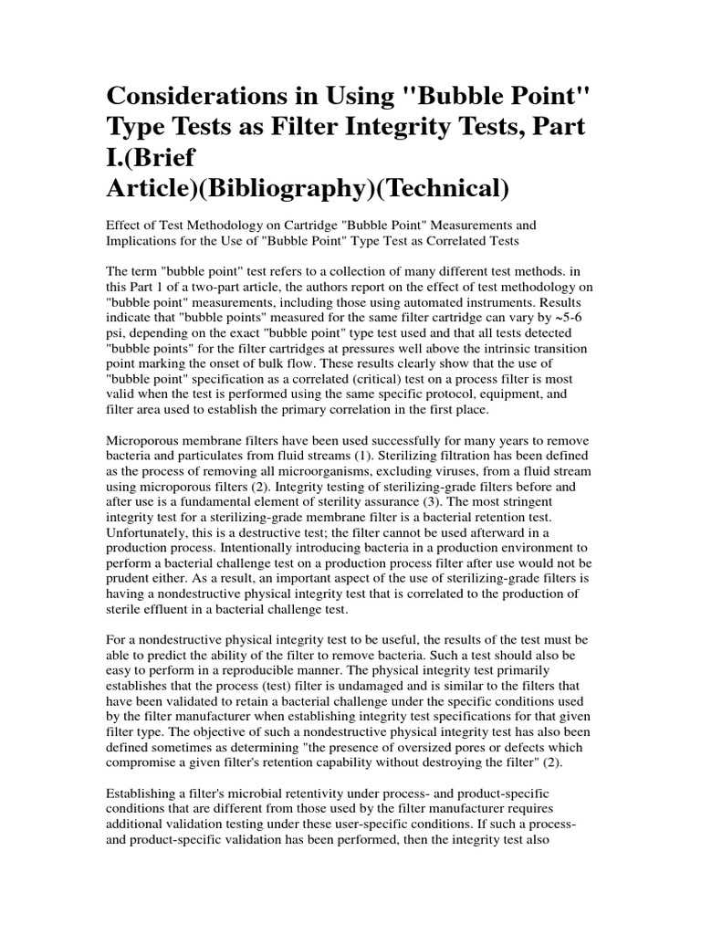 Considerations in using bubble point download free pdf filtration