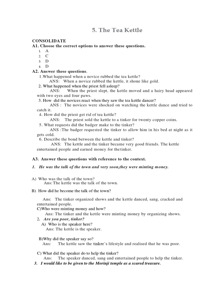 Notes - 5 The Tea Kettle | PDF