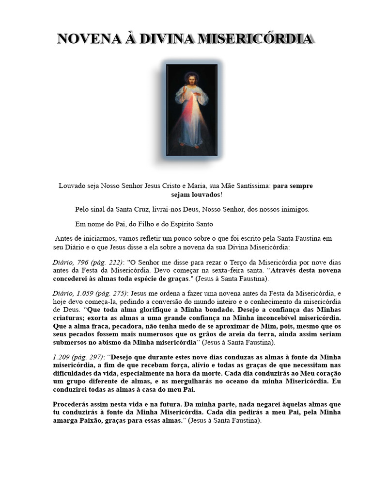 Novena da Divina Misericórdia: Oração e Graças | PDF | Rosário | Oração