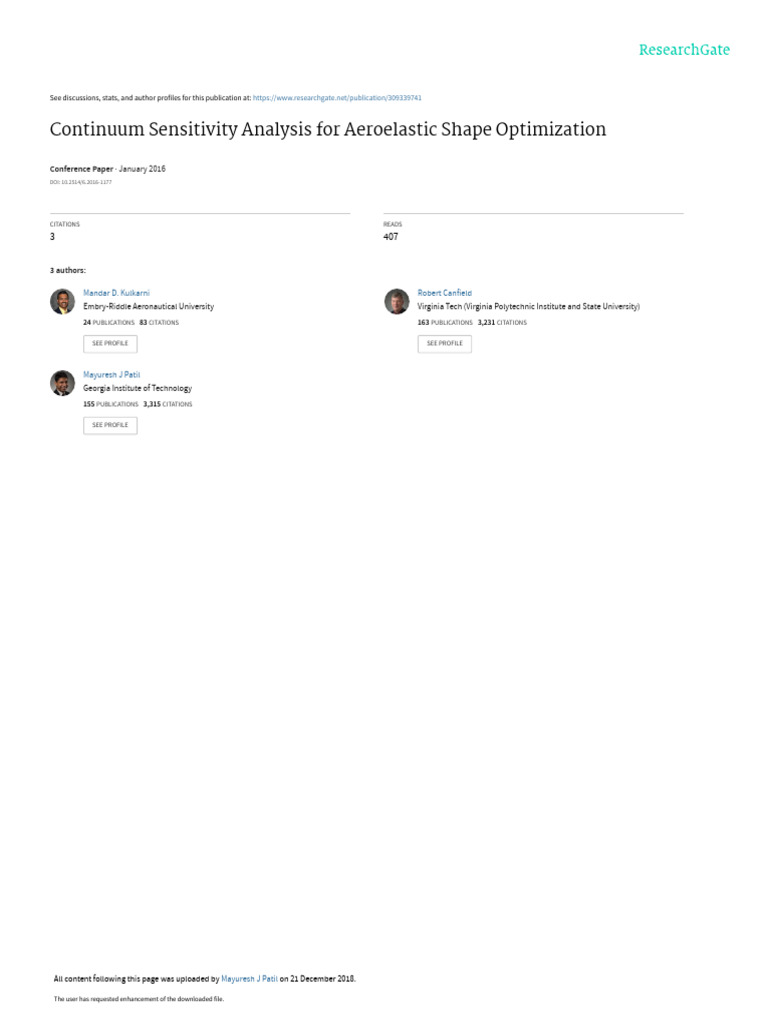 Aeroelastic Shape Optimization Analysis | PDF | Aerodynamics | Fluid ...