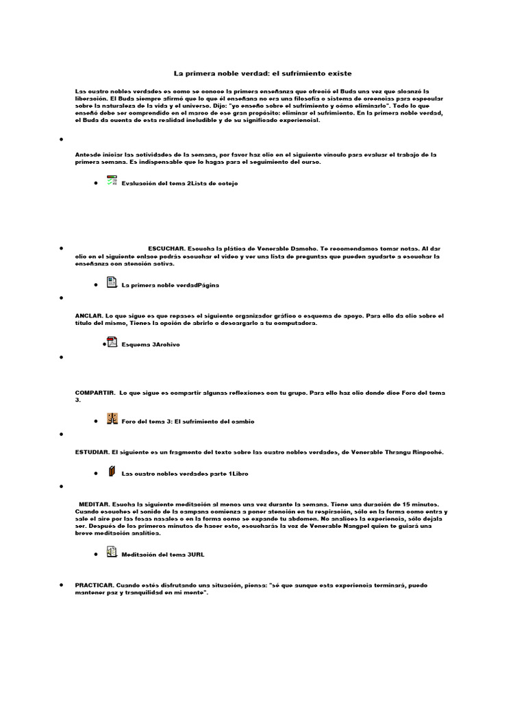 La Primera Noble Verdad | PDF | Sufrimiento | Cuatro nobles verdades