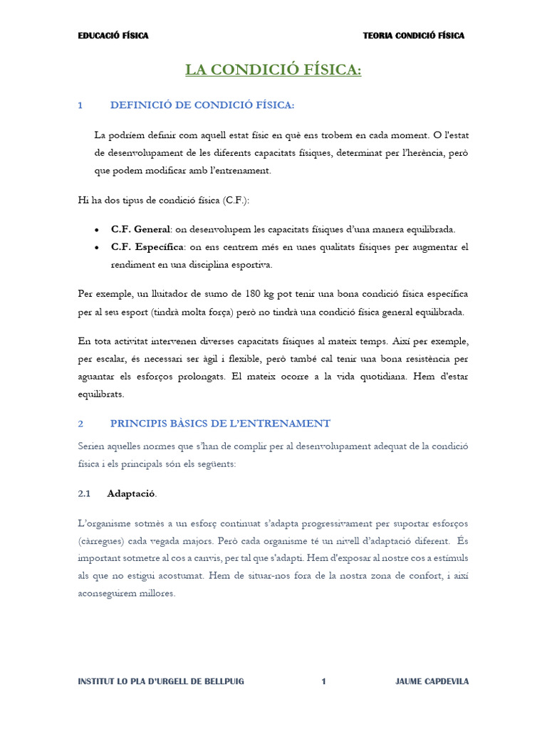 Apunts de Condició Física | PDF