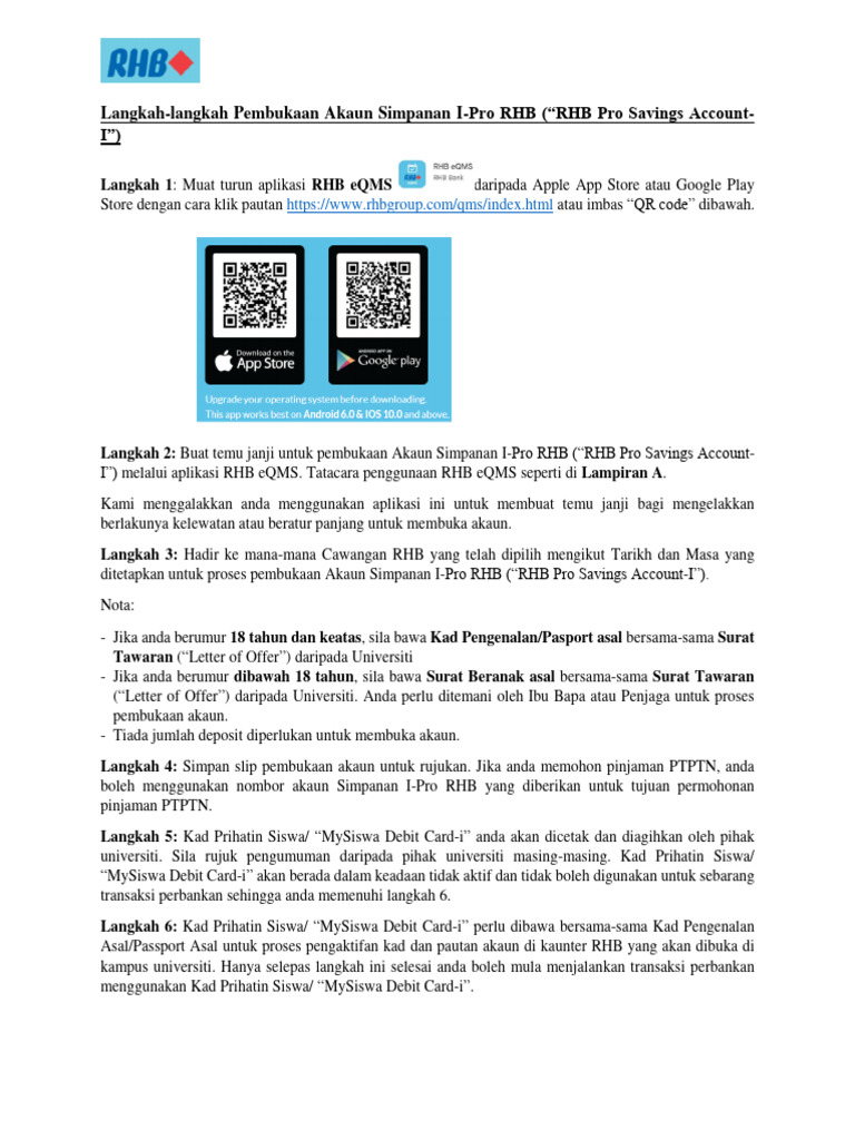 Cara Buka Akaun RHB Pro Savings | PDF