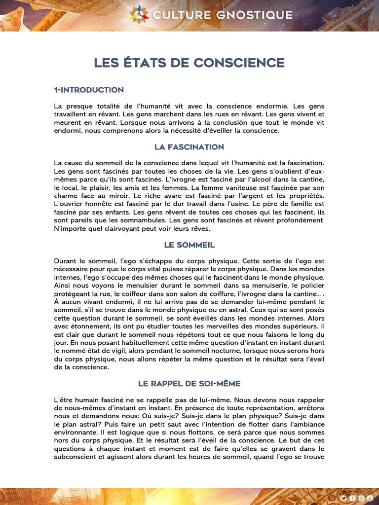 Éveiller la Conscience : États et Pratiques | PDF | Conscience | Sommeil