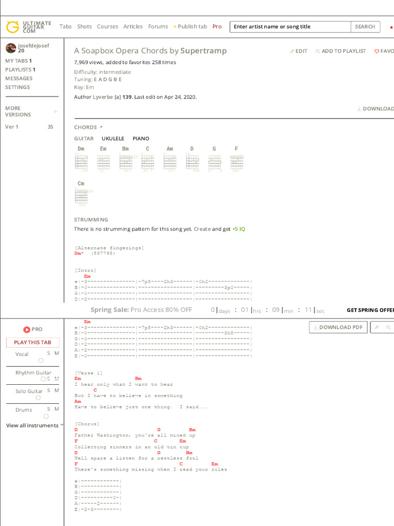 (1) A SOAPBOX OPERA CHORDS by Supertramp PDF