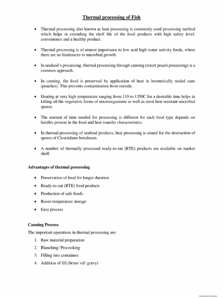 Thermal Processing of Fish | PDF