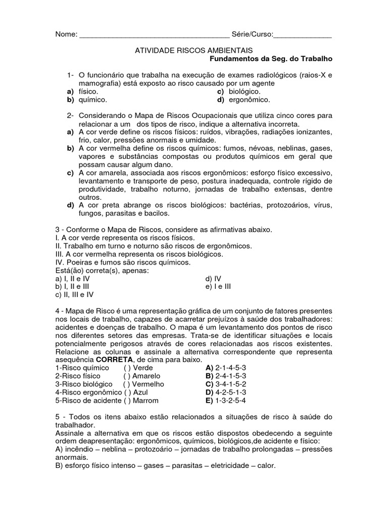 Riscos Ambientais e Mapa de Riscos Ocupacionais | PDF | Cor