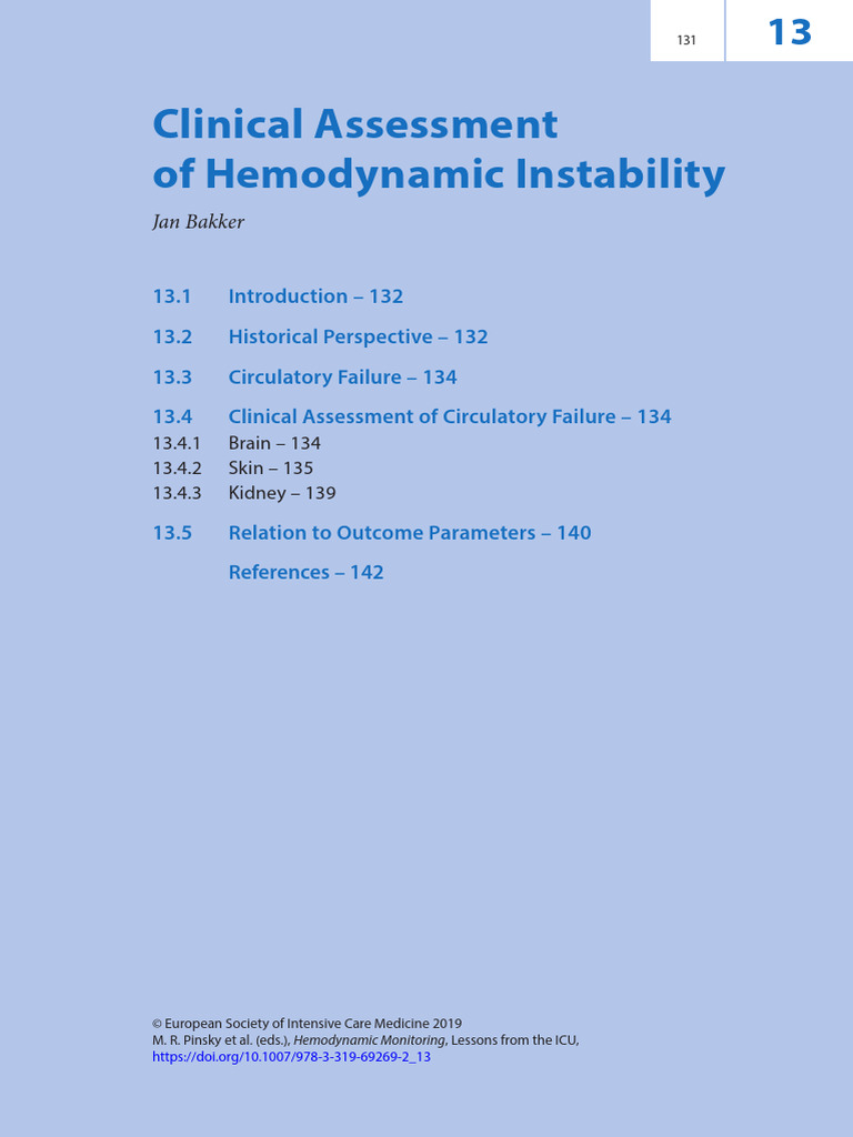 Clinical Assessment of Hemodynamic Instability | PDF | Shock ...