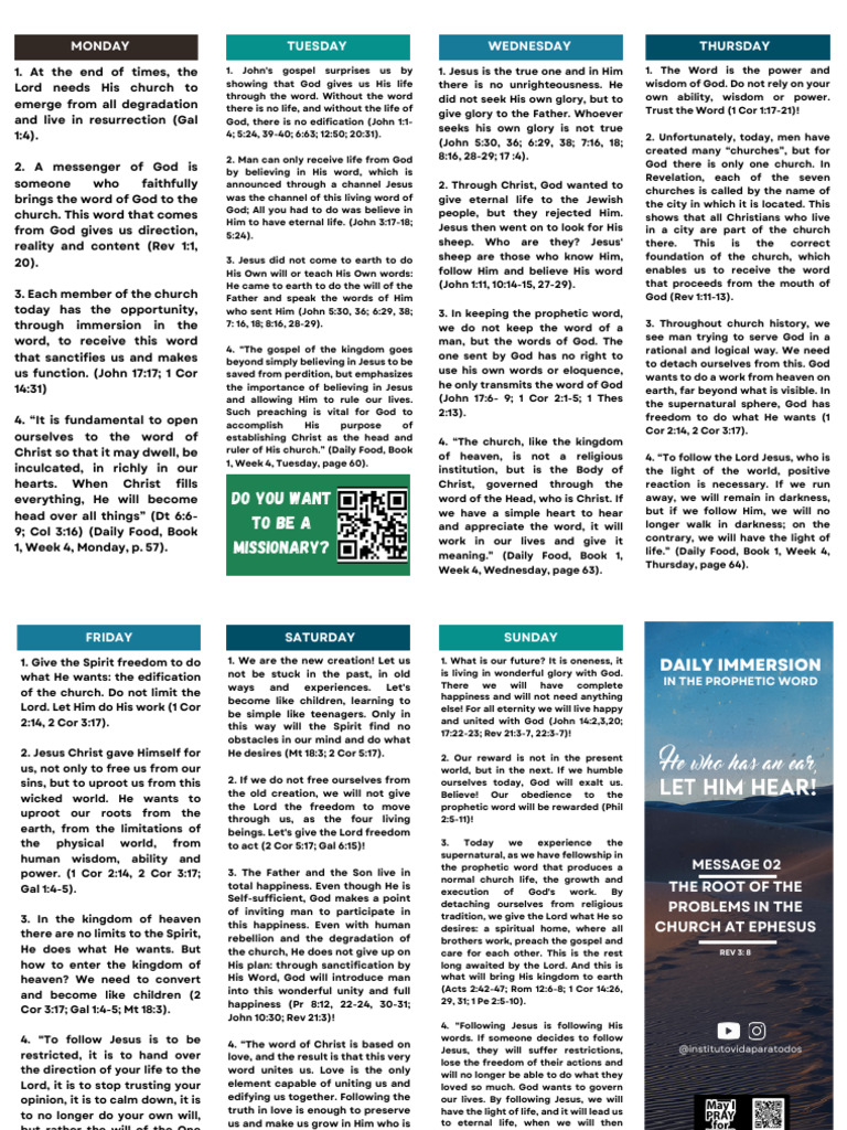 En - Pamphlet Daily Immersion - Message 02 | PDF | Jesus | Logos ...
