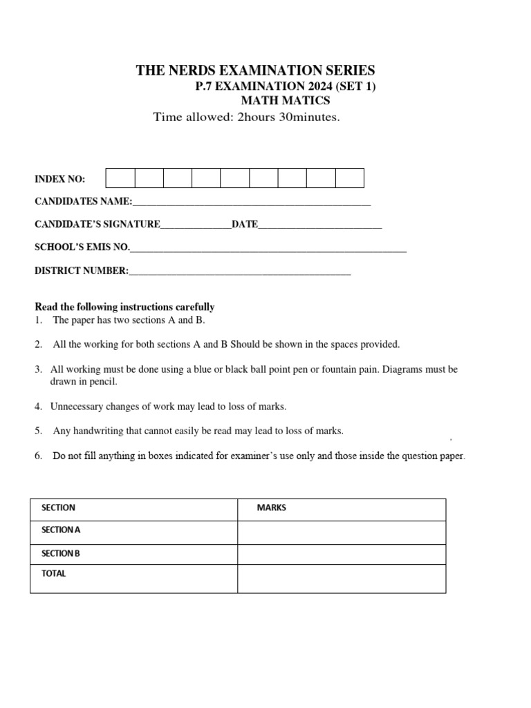 Nerds Matha Matics 2024 Set 1 | PDF | Mathematics