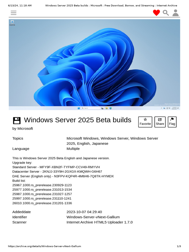 Windows server 2025 beta builds microsoft free download borrow
