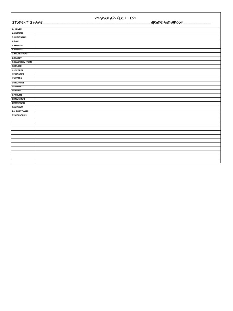 Vocabulary Form Evaluation | PDF