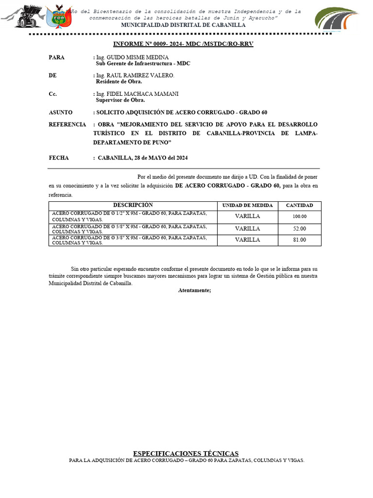Informe - 009 Acero - Cabanill | PDF