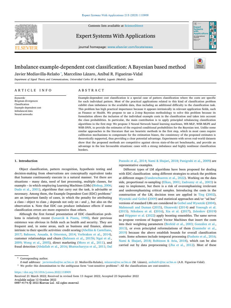 Bayesian Method for Cost-Sensitive Classification | PDF | Statistical ...