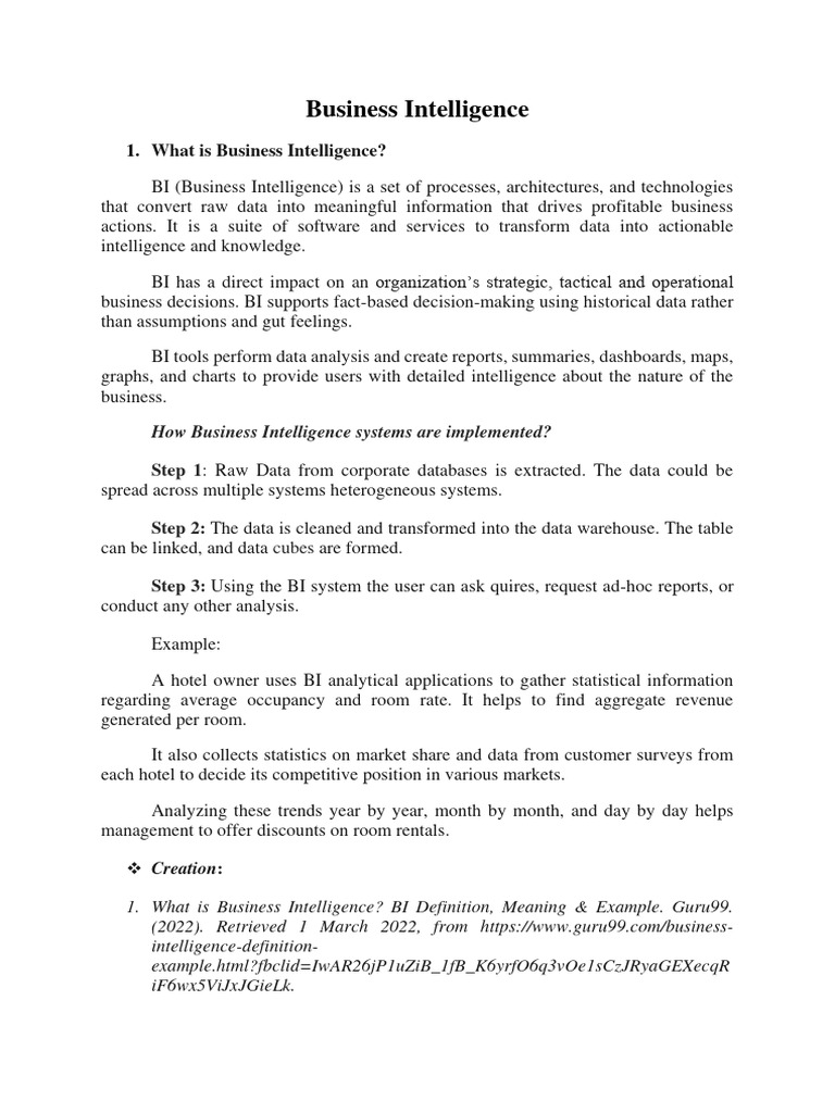 BusinessIntelligence Team3 MIS09 | PDF | Business Intelligence | Computing