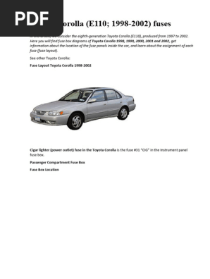 1997 toyota corolla cigarette lighter fuse Trying to replace fuse for cig lighter please help : r 97 corolla fuse box diagram
