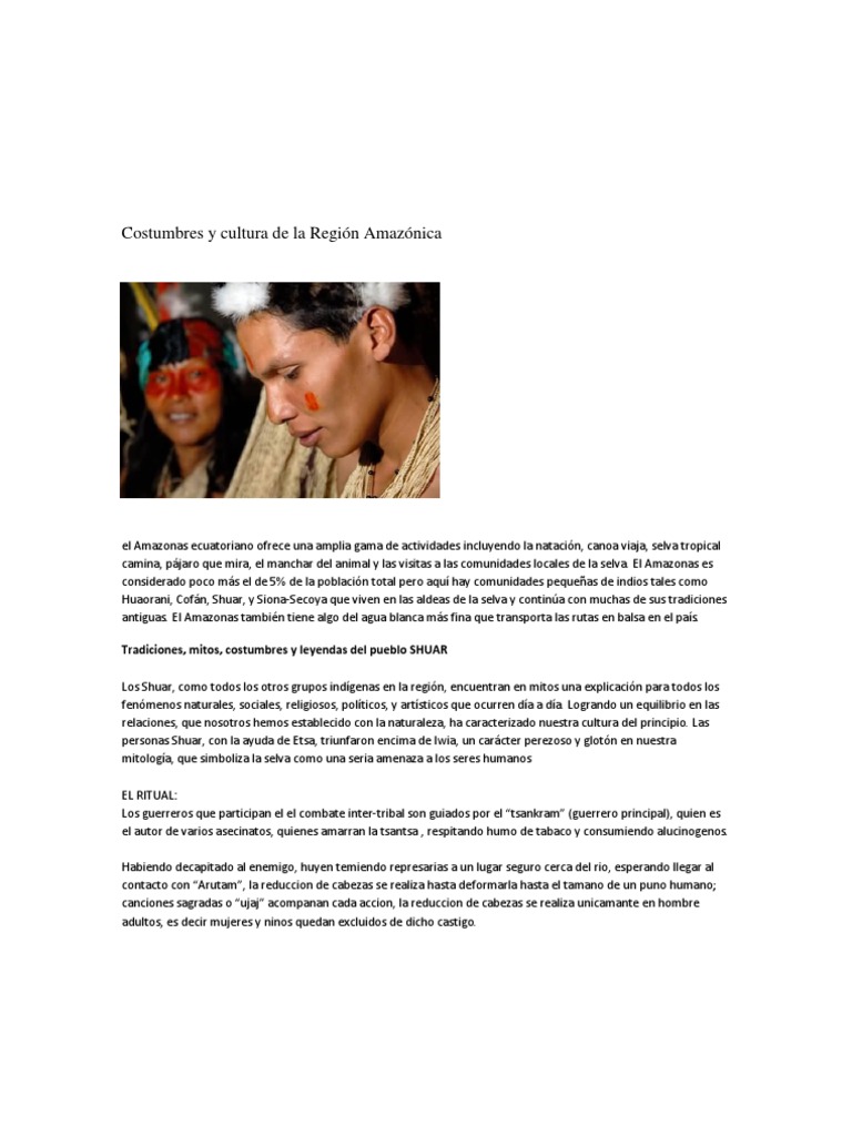 Costumbres y tradiciones de la Amazonía | PDF