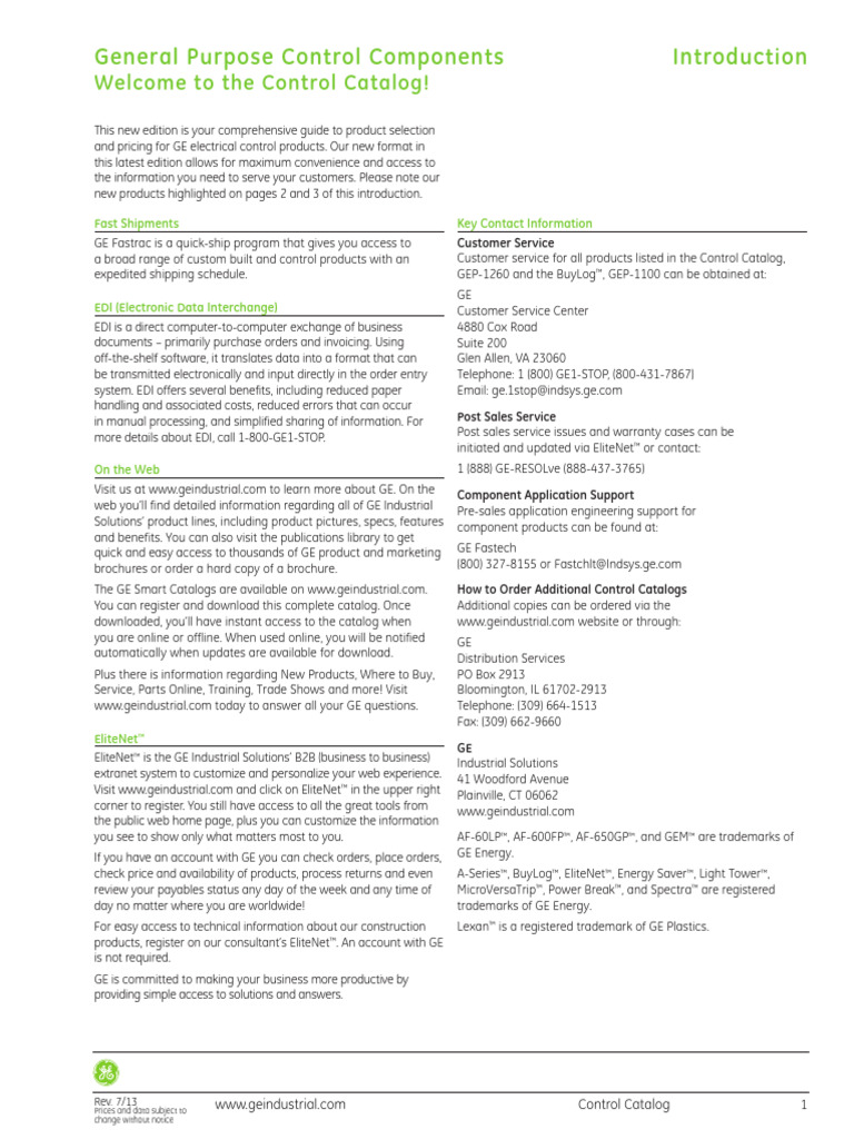 GE Control Products Catalog Overview | PDF | Electronic Data ...