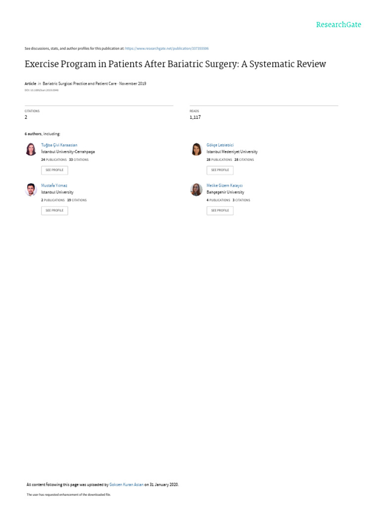 Exercise Programin Patients After Bariatric Surgery | PDF | Strength ...