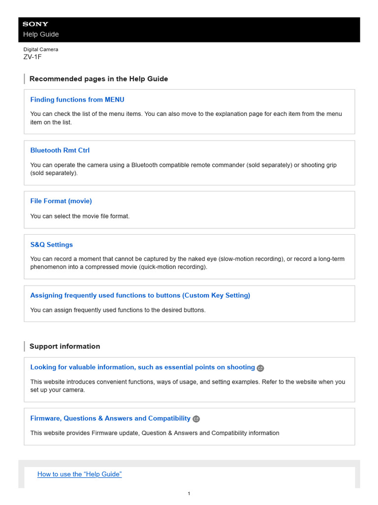 Recommended Pages in The Help Guide | PDF | Camera | Computer Data Storage