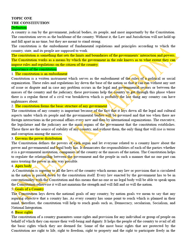 CCH 302 Notes-1 | PDF | Constitution | Bail