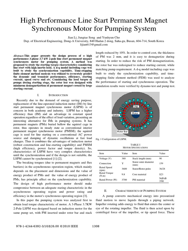 High-Performance LSPM Design for Pumps | PDF | Electric Motor ...