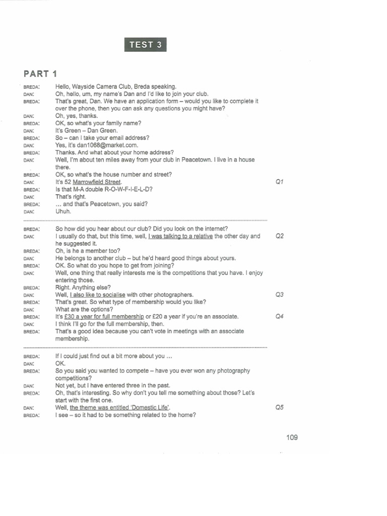 CAM 18 Listening test 3 script | PDF