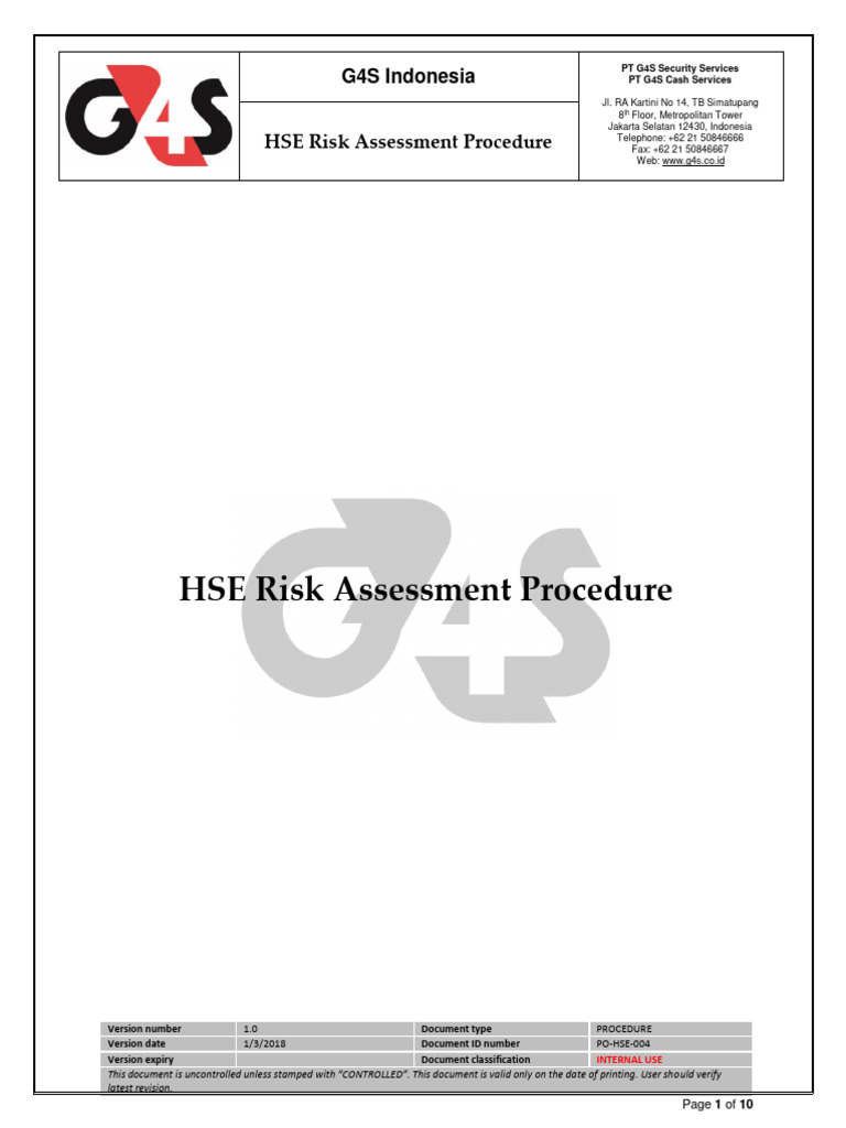 G4S Indonesia HSE Risk Assessment Guide | PDF | Risk | Risk Assessment