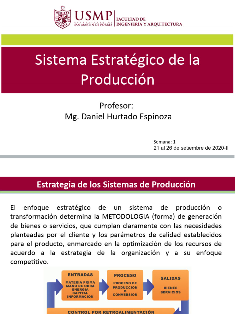 Semana 1 Pcp 2 2021 1 Sistema Estrategico De La Produccion Pdf