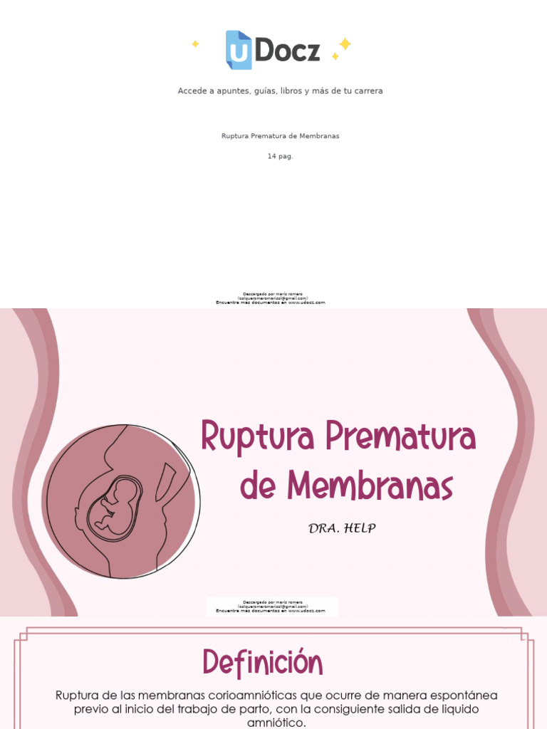 Guía sobre Ruptura Prematura de Membranas | PDF | Embarazo Mamífero ...