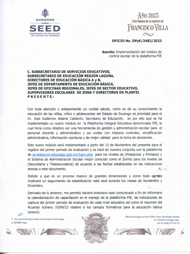 Of implementaci n del modulo de control escolar del pie pdf