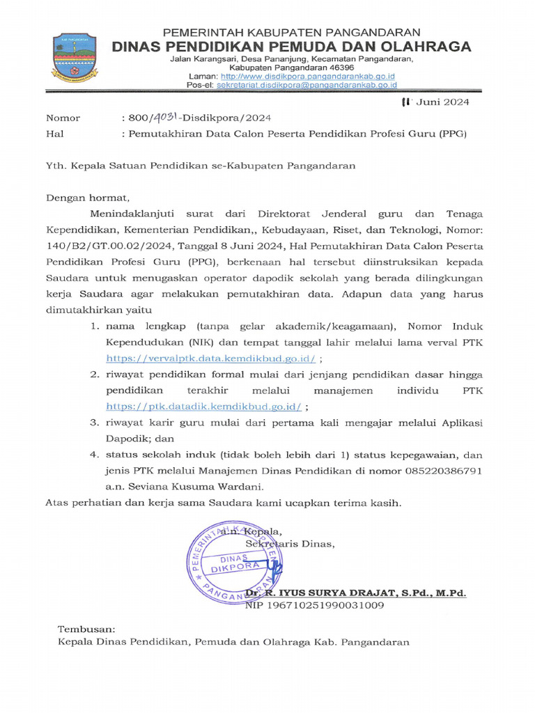 Pemutakhiran Data Calon Peserta Ppg Pdf