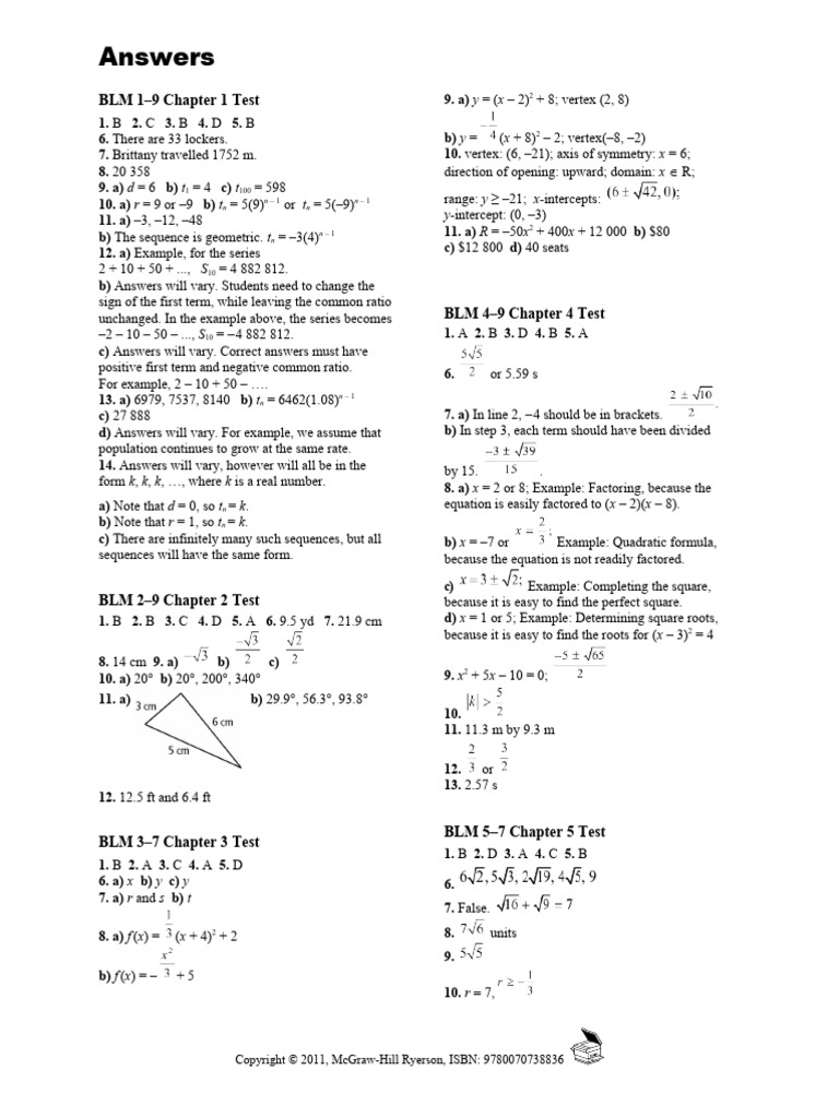Ch. 1-9 Review Answers | PDF | Algebra | Mathematics