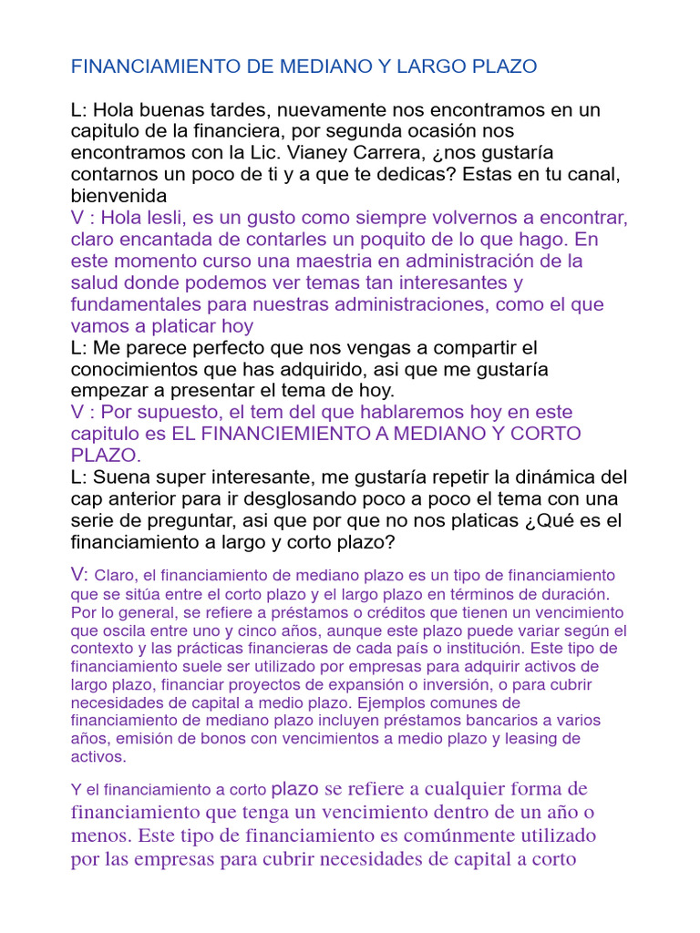 Financiamiento de Mediano y Largo Plazo | PDF | Préstamos | Business