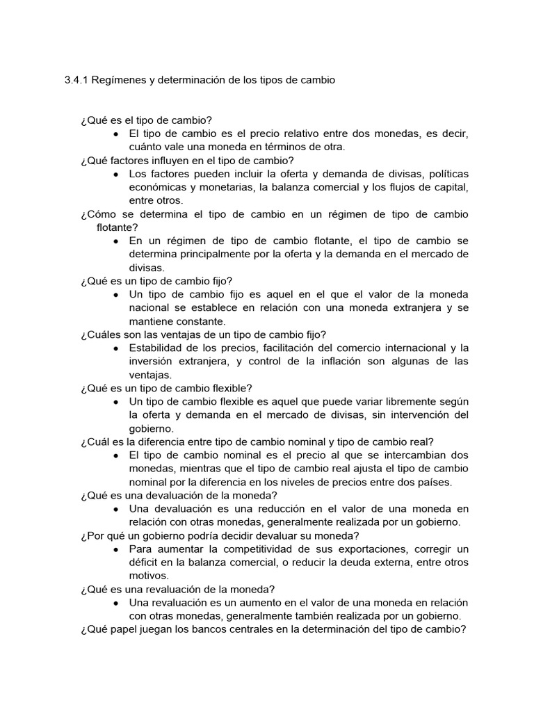 Tipos de Cambio: Flotantes y Fijos | PDF | Tipo de cambio | Moneda