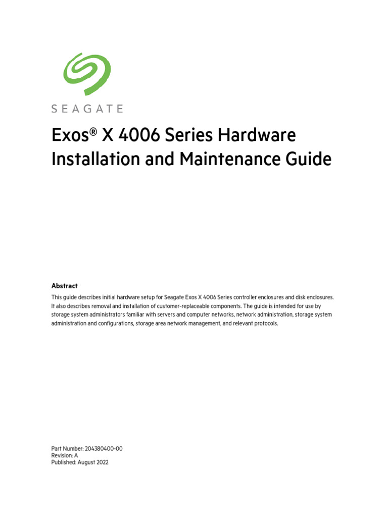 Exos X 4006 Series Hardware Installation Maintenance Guide Pdf Byte