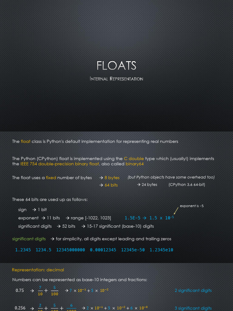 08+ +floats+ +Internal+Representation | PDF | Decimal | Elementary ...