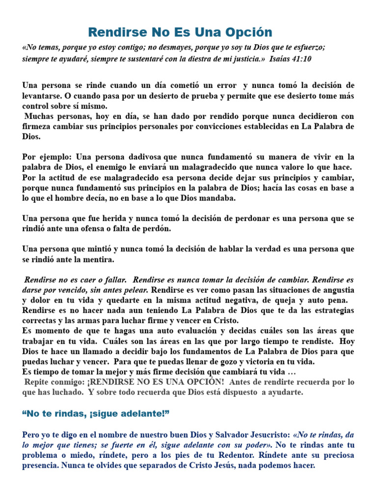 No Te Rindas: Fortalece Tu Fe en Dios | PDF | Cristo (título) | Dios