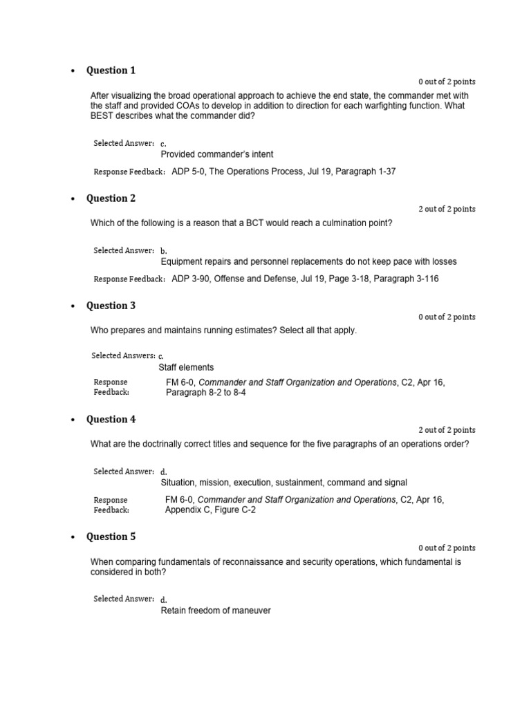C400 Exam Review: Stability Operations | PDF | Reconnaissance ...