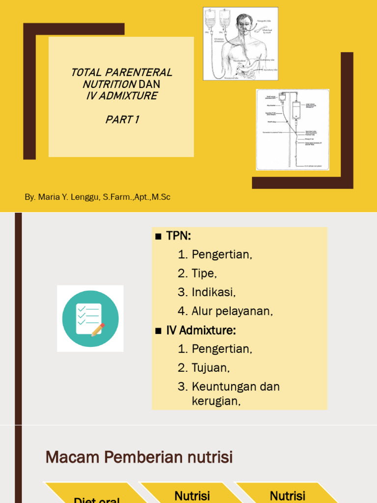 Total Parenteral Nutrition And Iv Admixture And Their Compatibility Issues Assignment Pdf