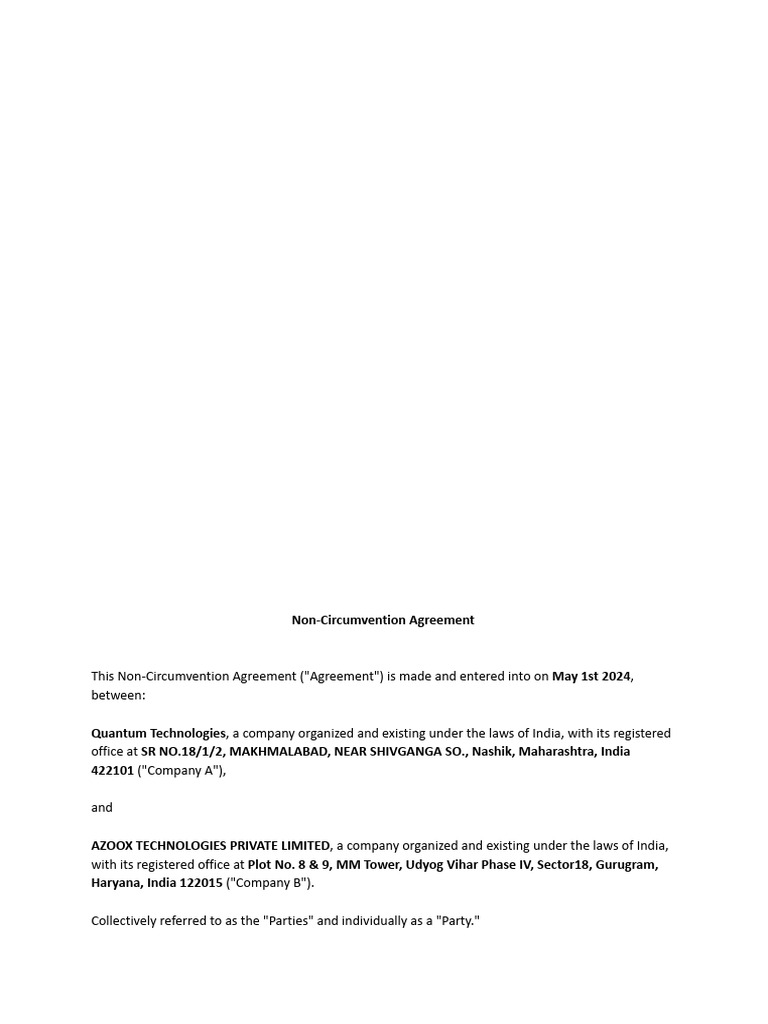 Updated Non-Circumvention Agreement | PDF | Project Management ...