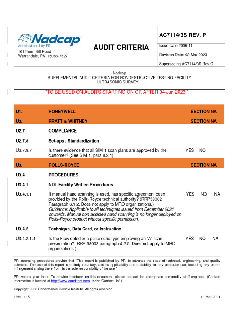 Nadcap Ultrasonic Testing Criteria | PDF | Signal To Noise Ratio ...