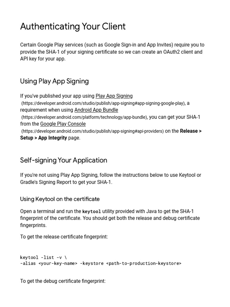 Authenticating Your Client - Google Play Services - Google For ...
