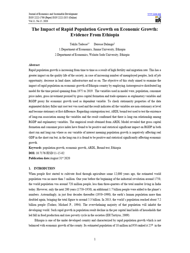 The Impact of Rapid Population Growth On Economic Growth: Evidence From ...