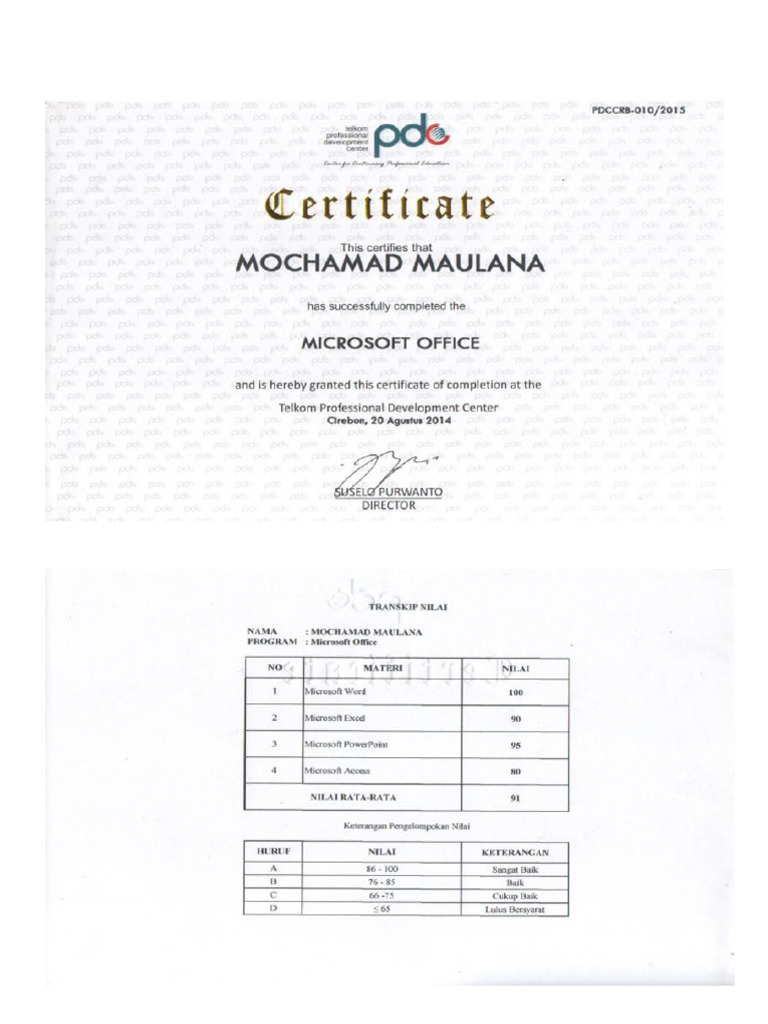 Sertifikat Microsoft Office PDF