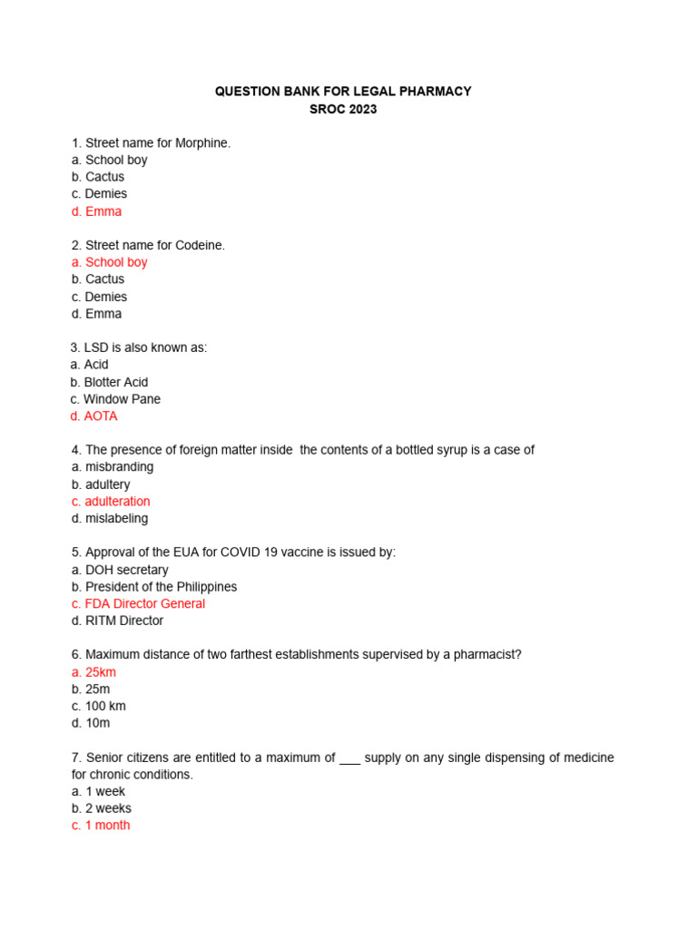 Juris Question Bank PDF Prescription Drugs Pharmacy