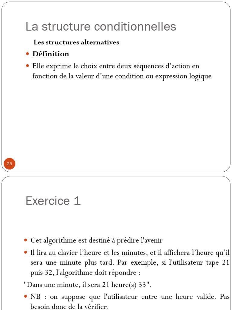 Structures conditionnelles et répétitives en algorithme | PDF ...