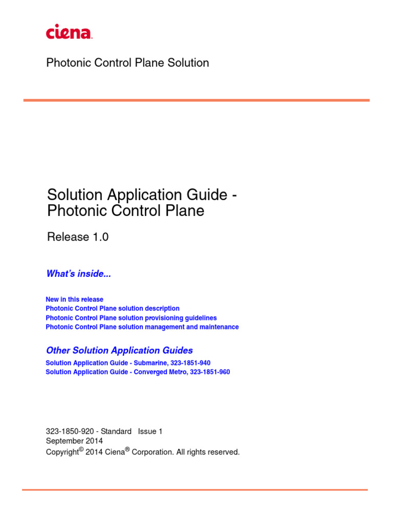 323-1850-920 (R1.0 Photonic Control Plane Solution) Issue1 | PDF ...